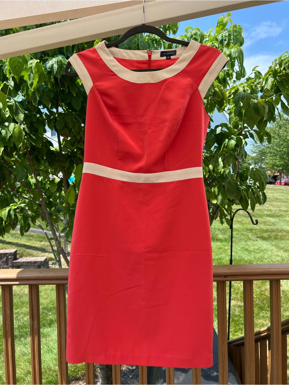 The Limited coral Sheath Dress with white Trim